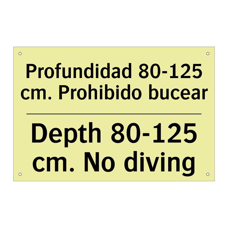 Profundidad 80-125 cm. Prohibido bucear - Depth 80-125 cm. No diving