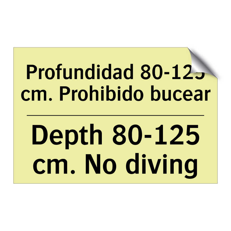 Profundidad 80-125 cm. Prohibido bucear - Depth 80-125 cm. No diving