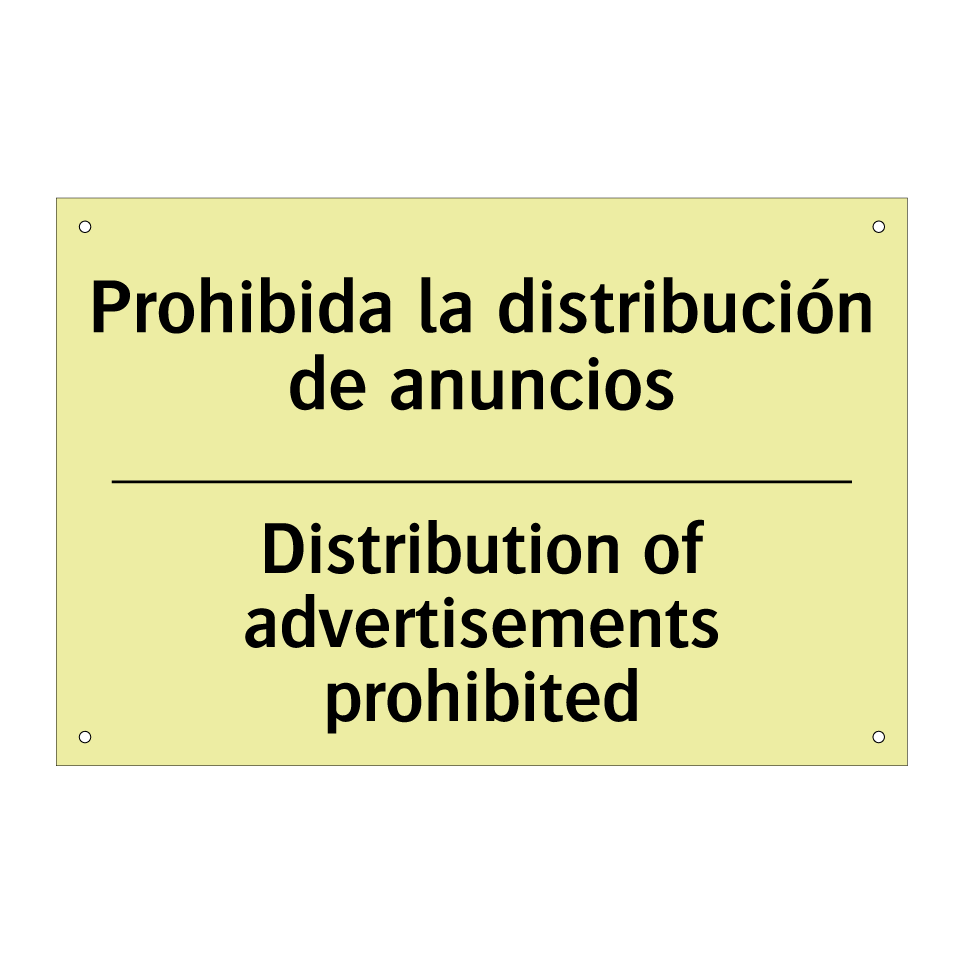 Prohibida la distribución de anuncios - Distribution of advertisements prohibited