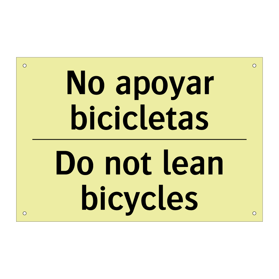 No apoyar bicicletas - Do not lean bicycles