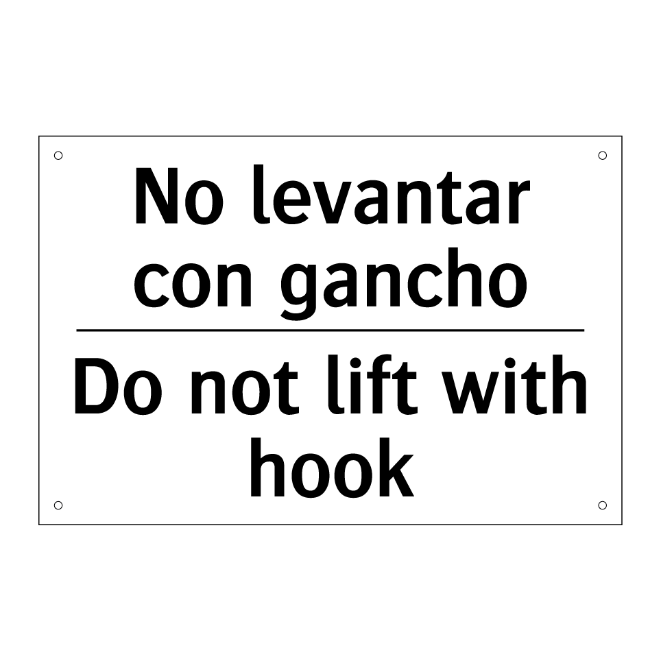 No levantar con gancho - Do not lift with hook
