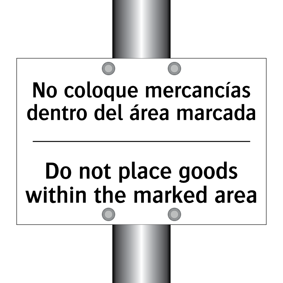 No coloque mercancías dentro del área marcada - Do not place goods within the marked area