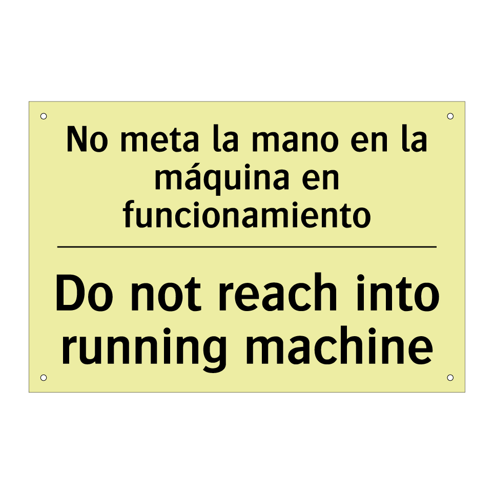 No meta la mano en la máquina en funcionamiento - Do not reach into running machine