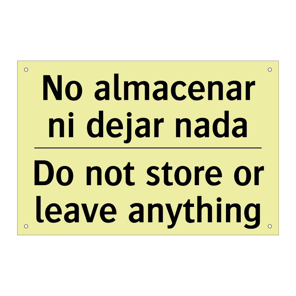 No almacenar ni dejar nada - Do not store or leave anything