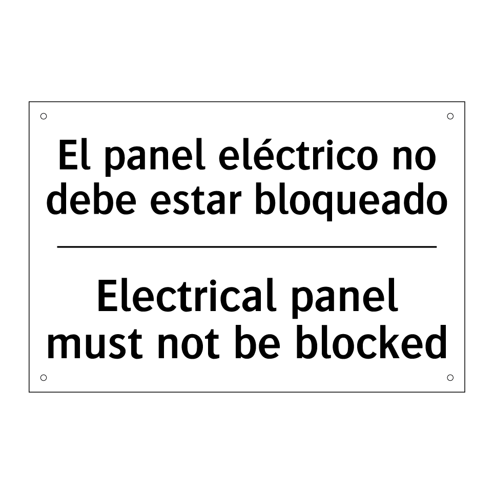 El panel eléctrico no debe estar bloqueado - Electrical panel must not be blocked