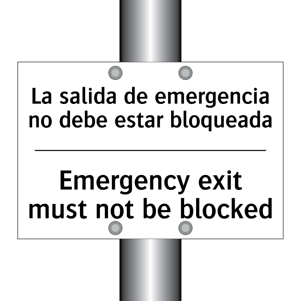 La salida de emergencia no debe estar bloqueada - Emergency exit must not be blocked