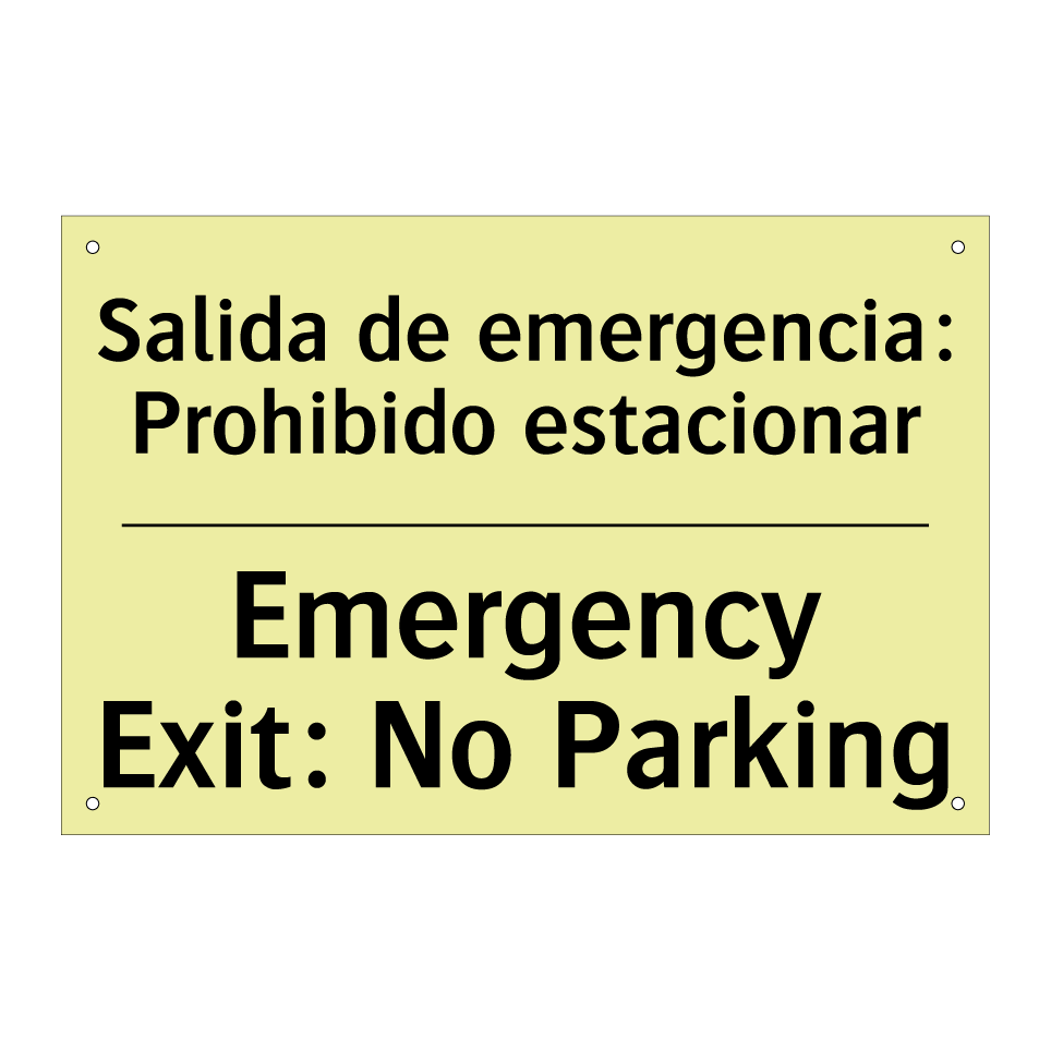 Salida de emergencia: Prohibido estacionar - Emergency Exit: No Parking