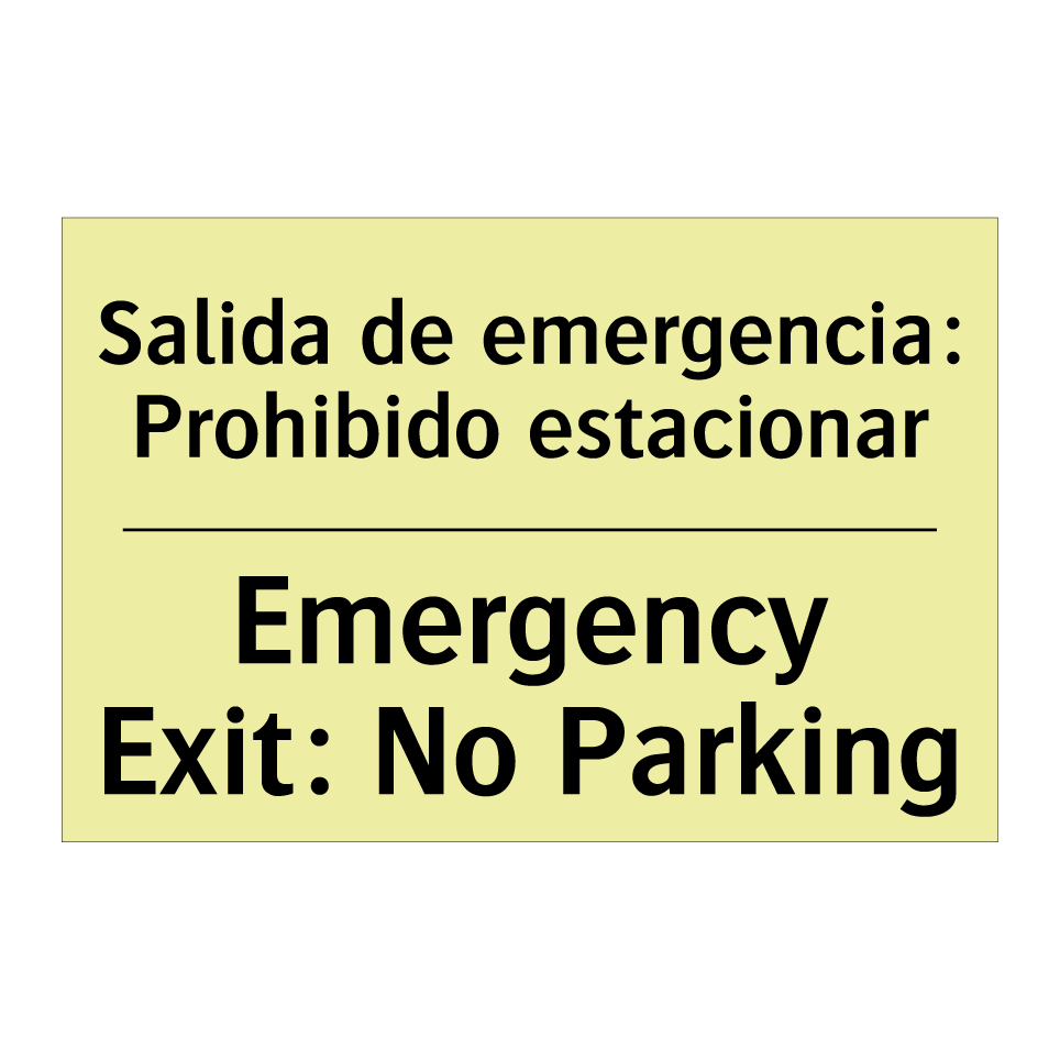 Salida de emergencia: Prohibido estacionar - Emergency Exit: No Parking
