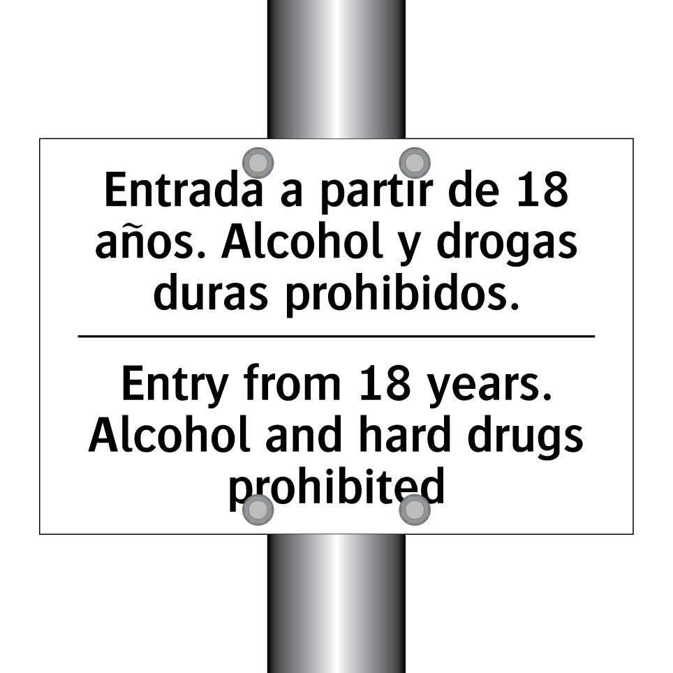 Entrada a partir de 18 años. Alcohol y drogas duras prohibidos. - Entry from 18 years. Alcohol and hard drugs prohibited