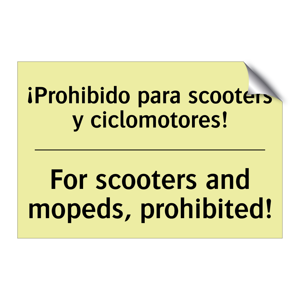 ¡Prohibido para scooters y ciclomotores! - For scooters and mopeds, prohibited!