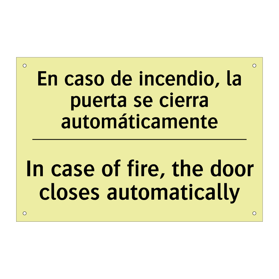 En caso de incendio, la puerta se cierra automáticamente - In case of fire, the door closes automatically
