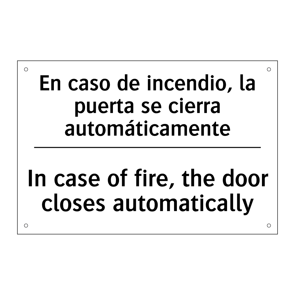En caso de incendio, la puerta se cierra automáticamente - In case of fire, the door closes automatically