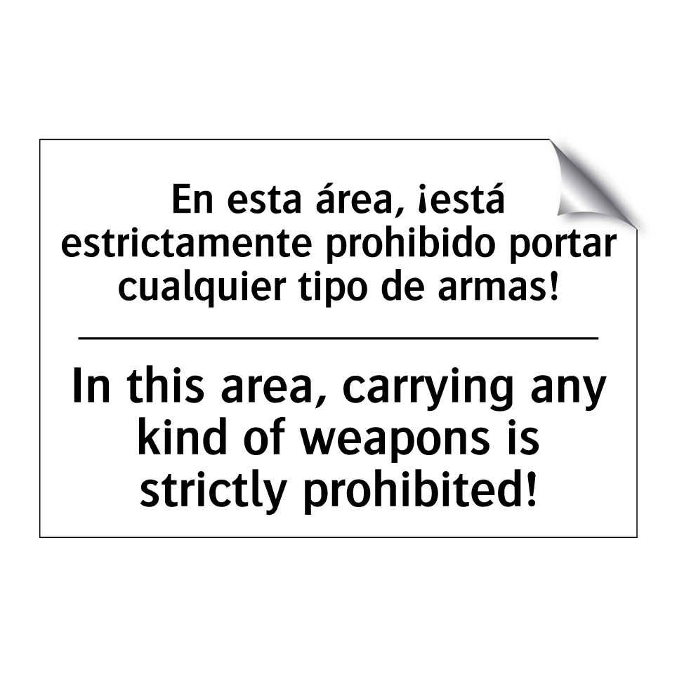 En esta área, ¡está estrictamente prohibido portar cualquier tipo de armas! - In this area, carrying any kind of weapons is strictly prohibited!