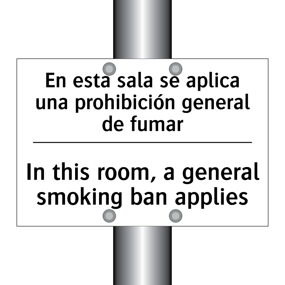 En esta sala se aplica una prohibición general de fumar - In this room, a general smoking ban applies