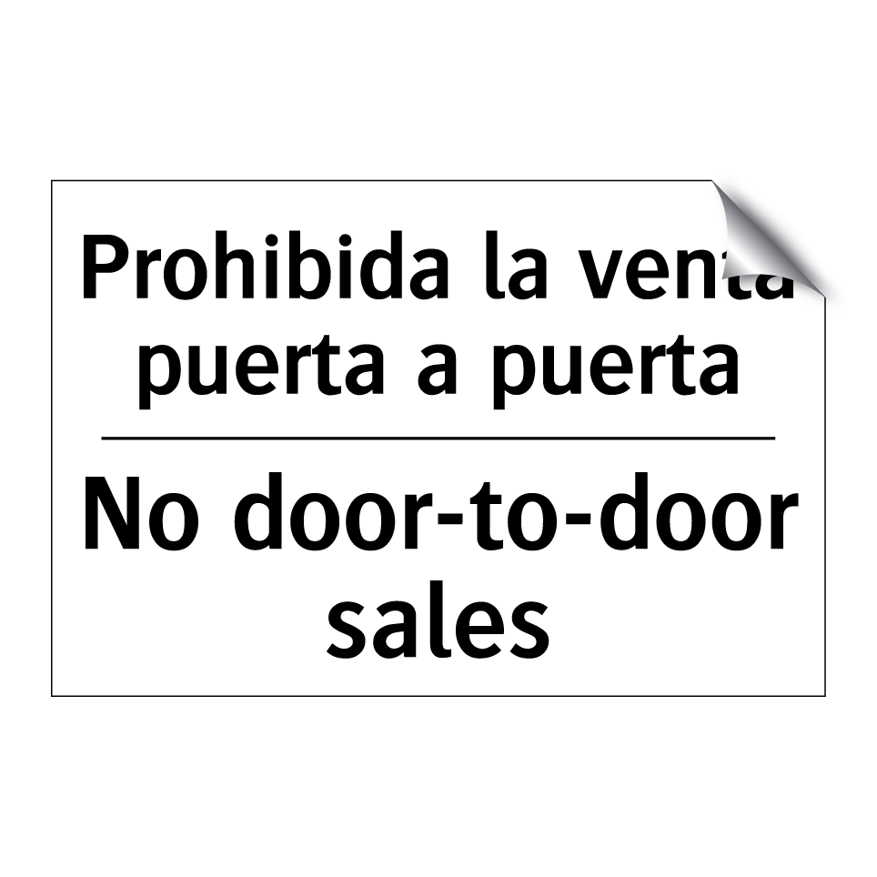 Prohibida la venta puerta a puerta - No door-to-door sales