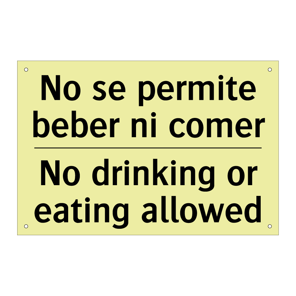 No se permite beber ni comer - No drinking or eating allowed