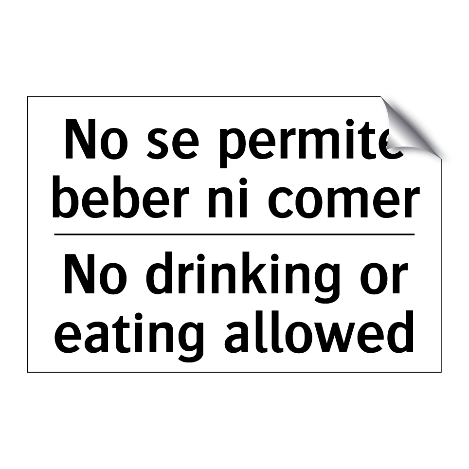 No se permite beber ni comer - No drinking or eating allowed
