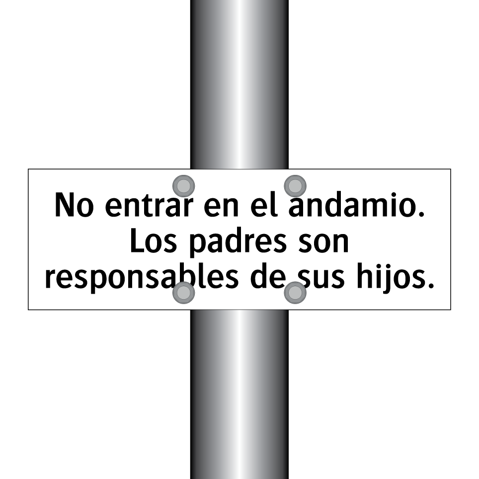 No entrar en el andamio. Los padres son responsables de sus hijos.