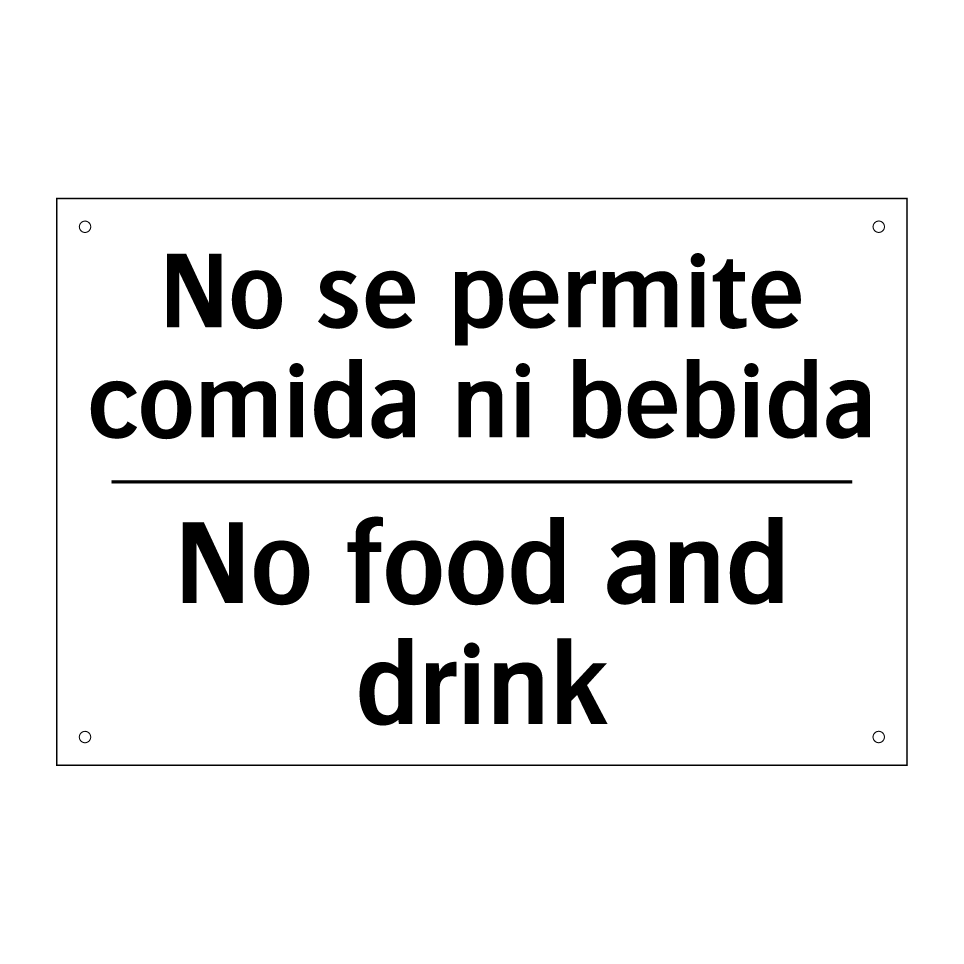 No se permite comida ni bebida - No food and drink