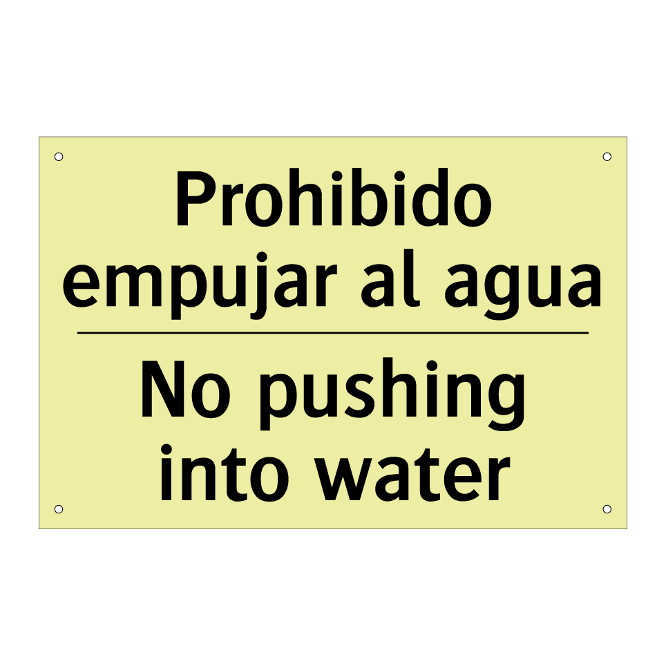Prohibido empujar al agua - No pushing into water