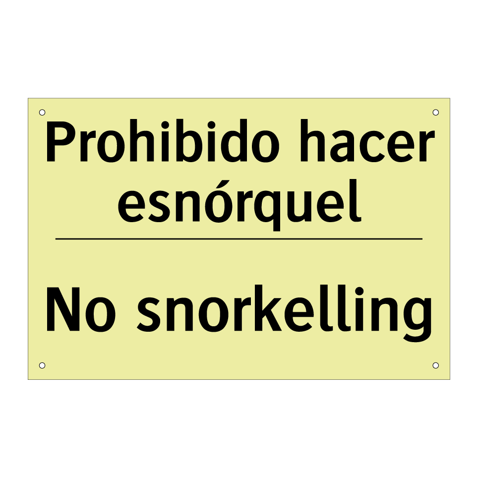 Prohibido hacer esnórquel - No snorkelling