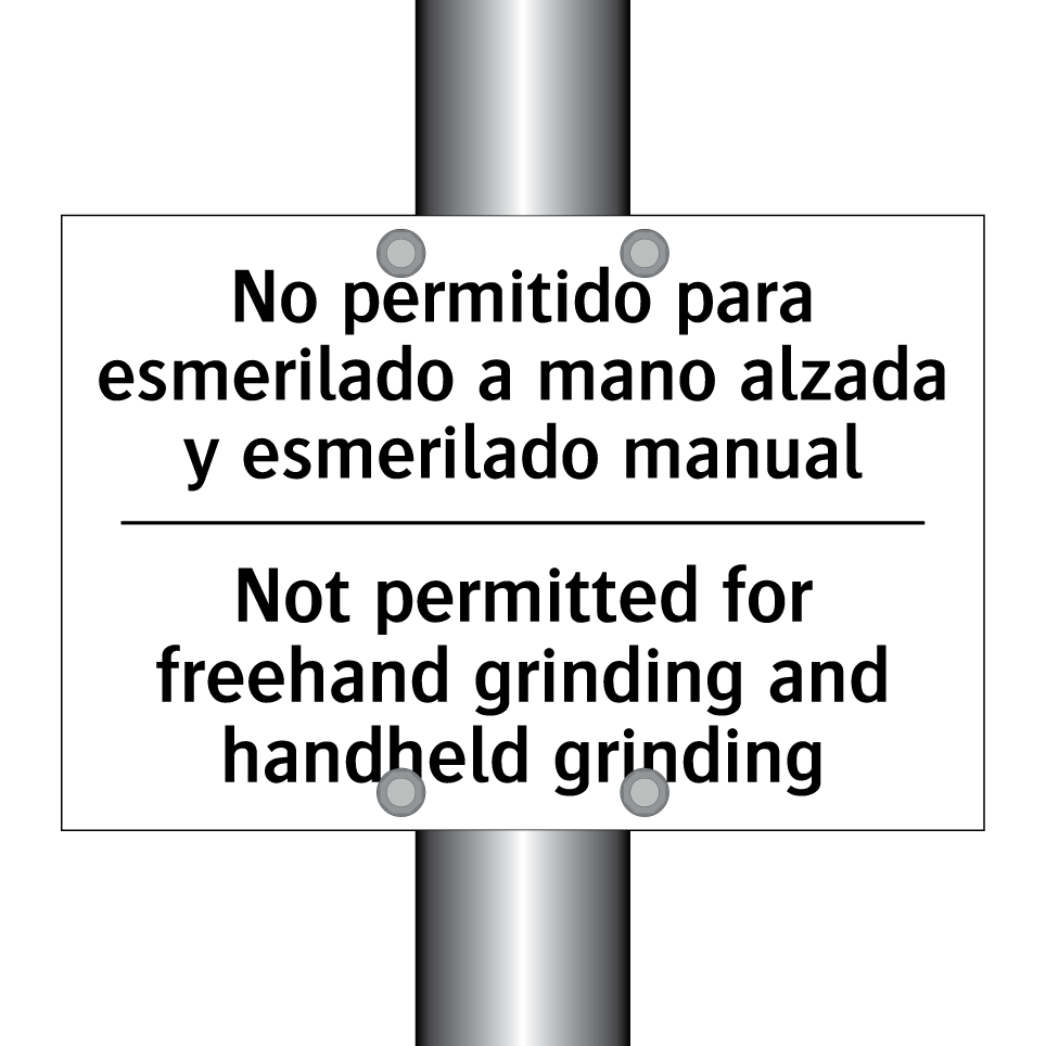 No permitido para esmerilado a mano alzada y esmerilado manual - Not permitted for freehand grinding and handheld grinding