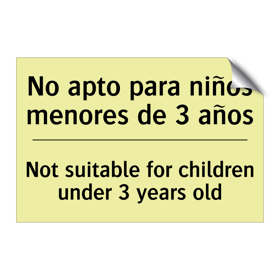 No apto para niños menores de 3 años - Not suitable for children under 3 years old