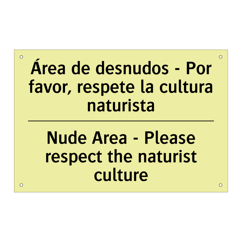 Área de desnudos - Por favor, respete la cultura naturista - Nude Area - Please respect the naturist culture