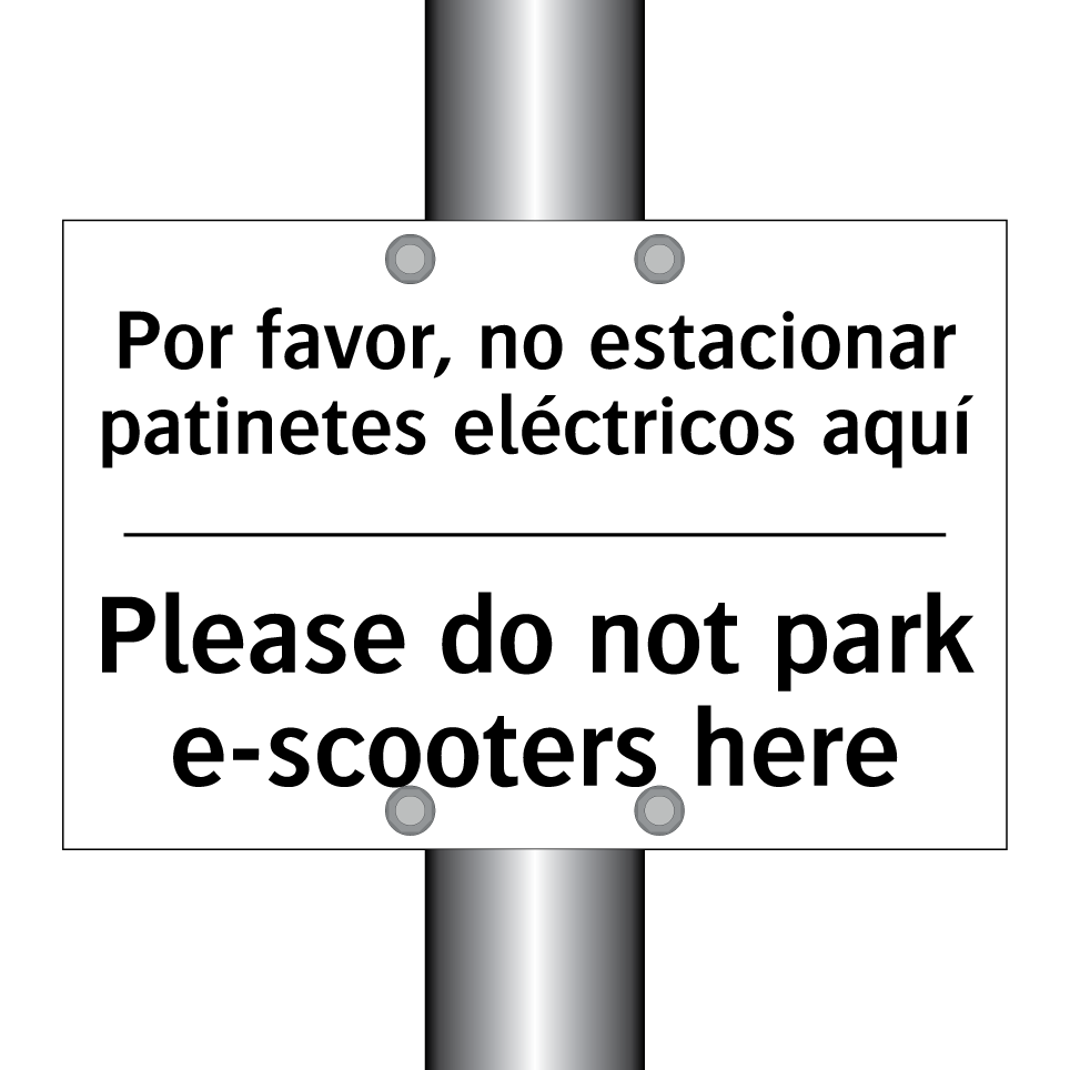 Por favor, no estacionar patinetes eléctricos aquí - Please do not park e-scooters here