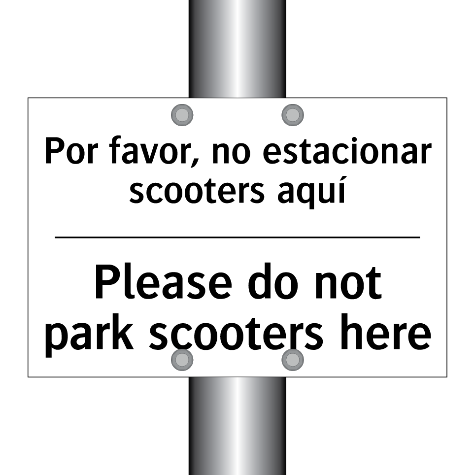 Por favor, no estacionar scooters aquí - Please do not park scooters here