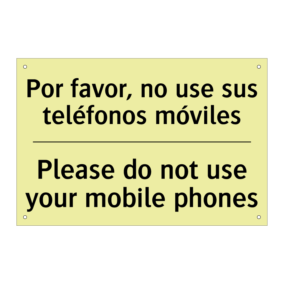 Por favor, no use sus teléfonos móviles - Please do not use your mobile phones