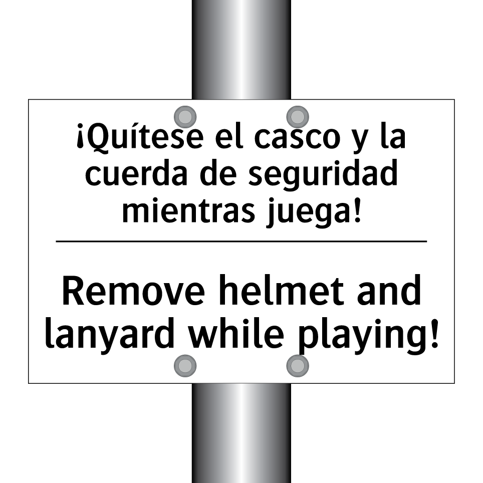 ¡Quítese el casco y la cuerda de seguridad mientras juega! - Remove helmet and lanyard while playing!