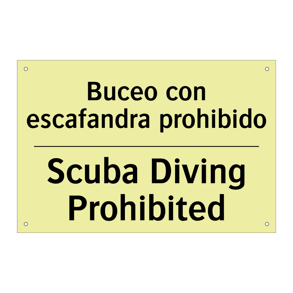 Buceo con escafandra prohibido - Scuba Diving Prohibited