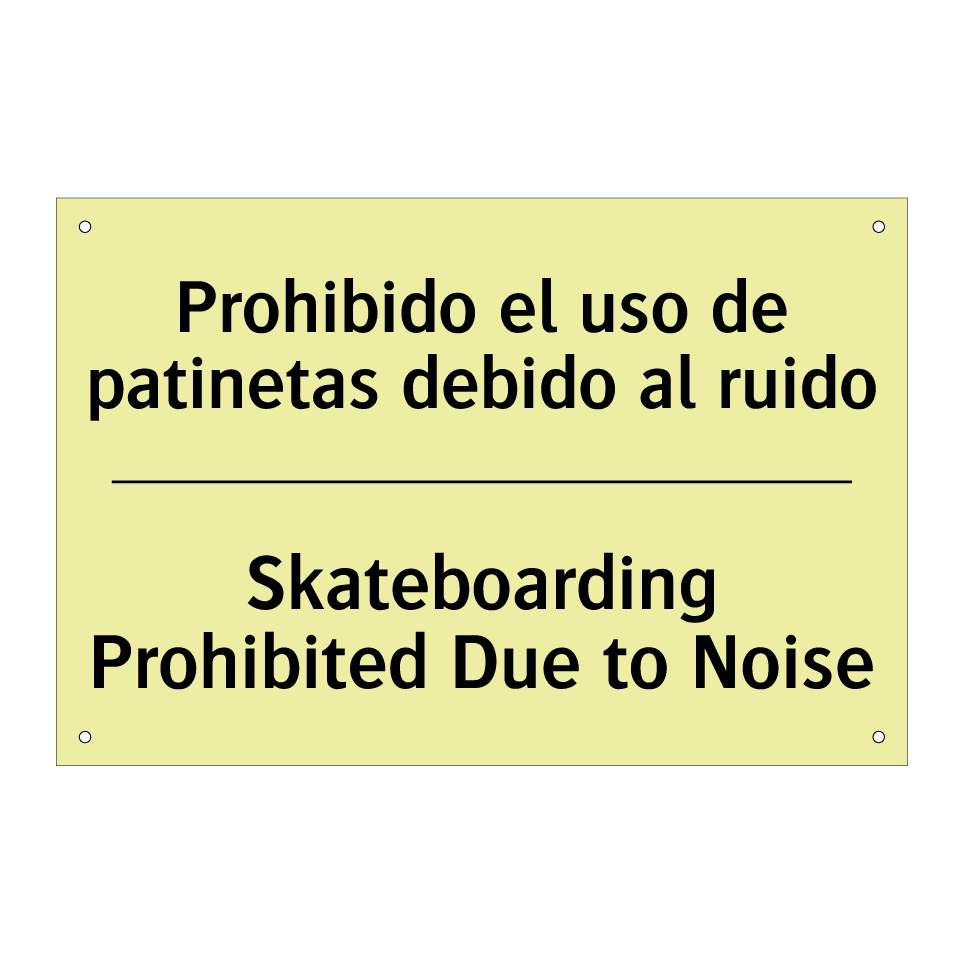 Prohibido el uso de patinetas debido al ruido - Skateboarding Prohibited Due to Noise
