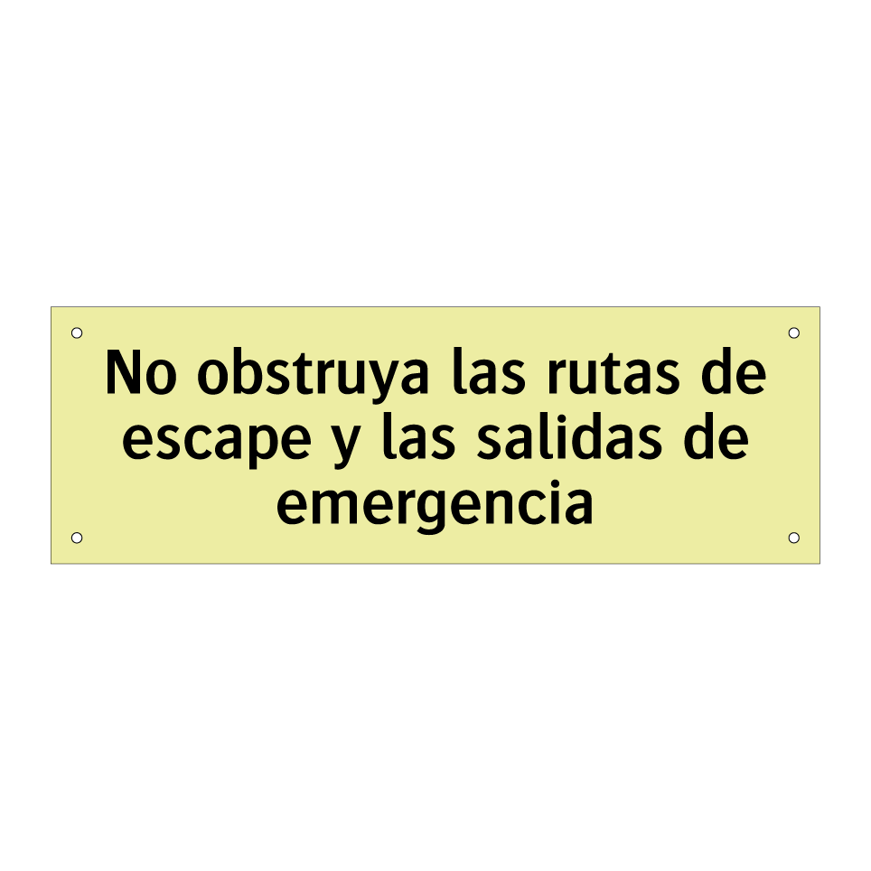 No obstruya las rutas de escape y las salidas de emergencia