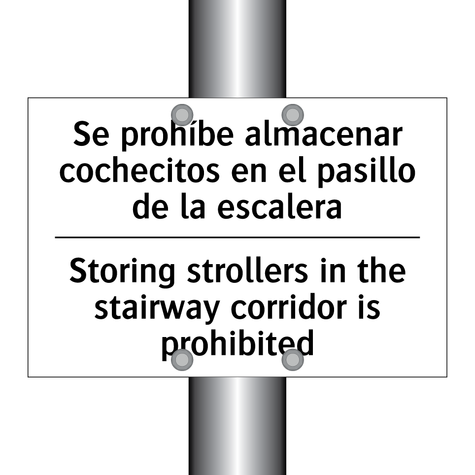Se prohíbe almacenar cochecitos en el pasillo de la escalera - Storing strollers in the stairway corridor is prohibited
