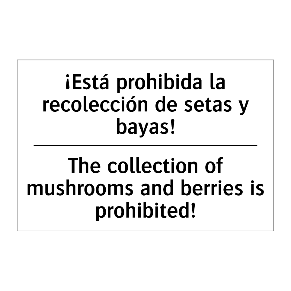 ¡Está prohibida la recolección de setas y bayas! - The collection of mushrooms and berries is prohibited!