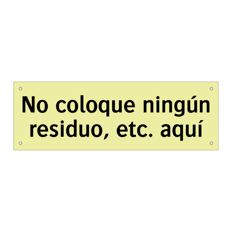 No coloque ningún residuo, etc. aquí