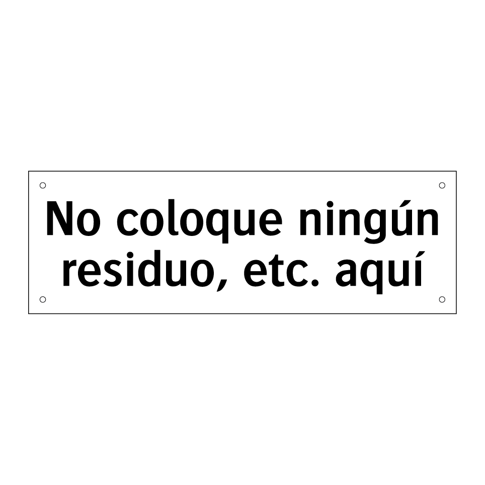 No coloque ningún residuo, etc. aquí