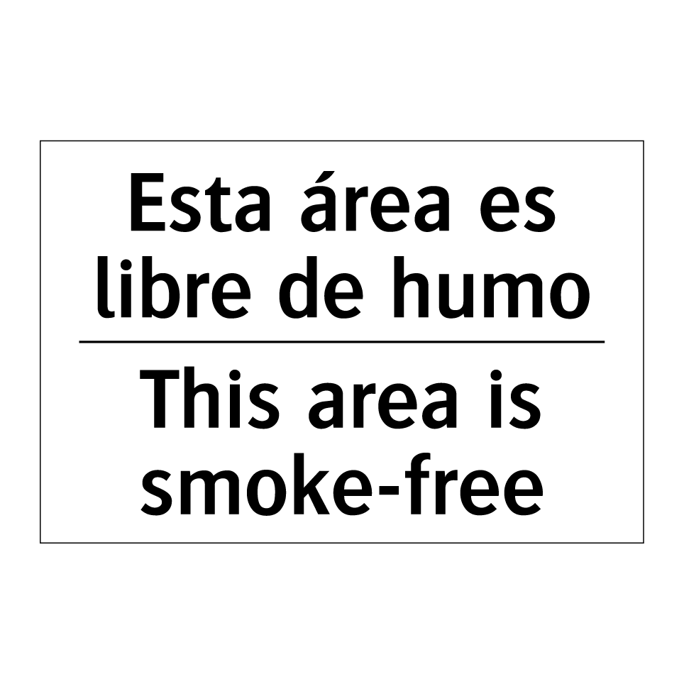 Esta área es libre de humo - This area is smoke-free