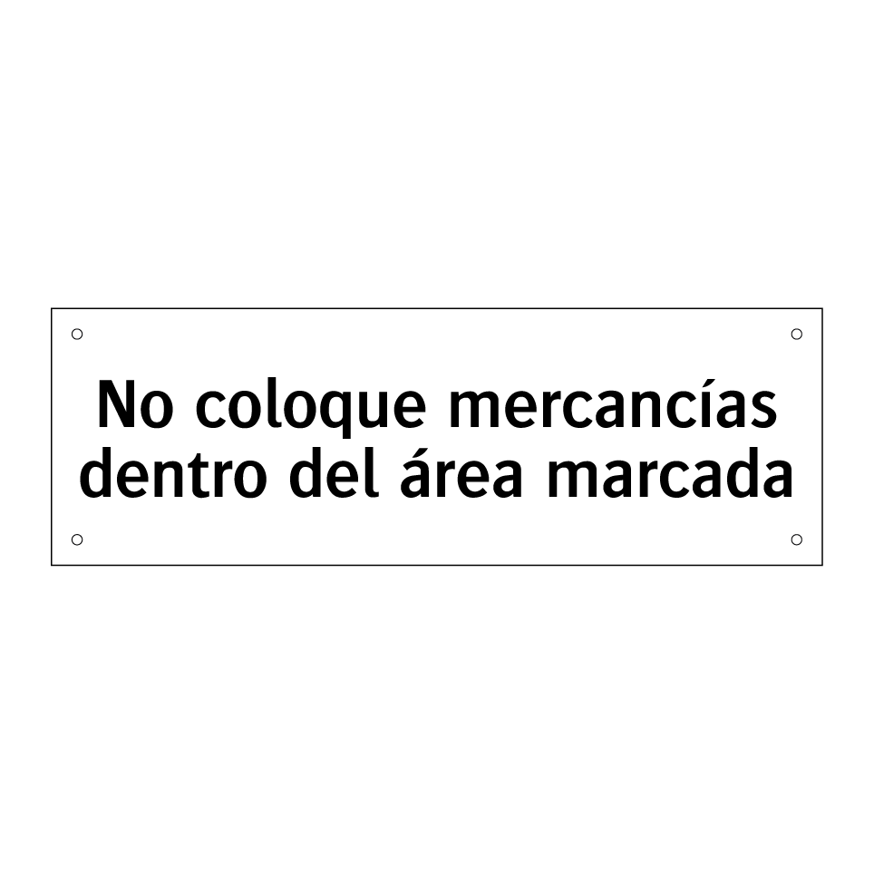 No coloque mercancías dentro del área marcada