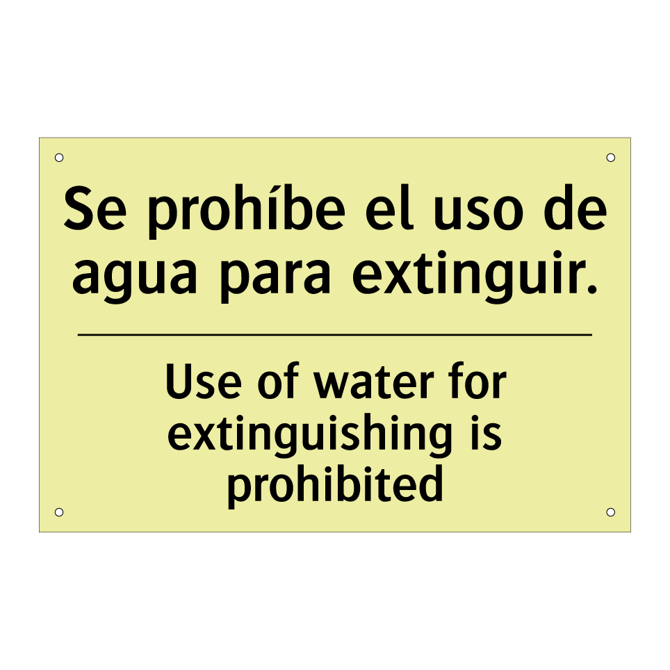 Se prohíbe el uso de agua para extinguir. - Use of water for extinguishing is prohibited