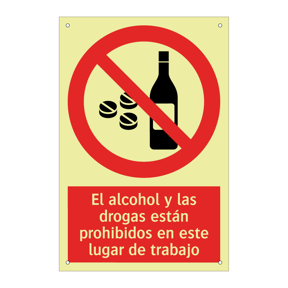 El alcohol y las drogas están prohibidos en este lugar de trabajo