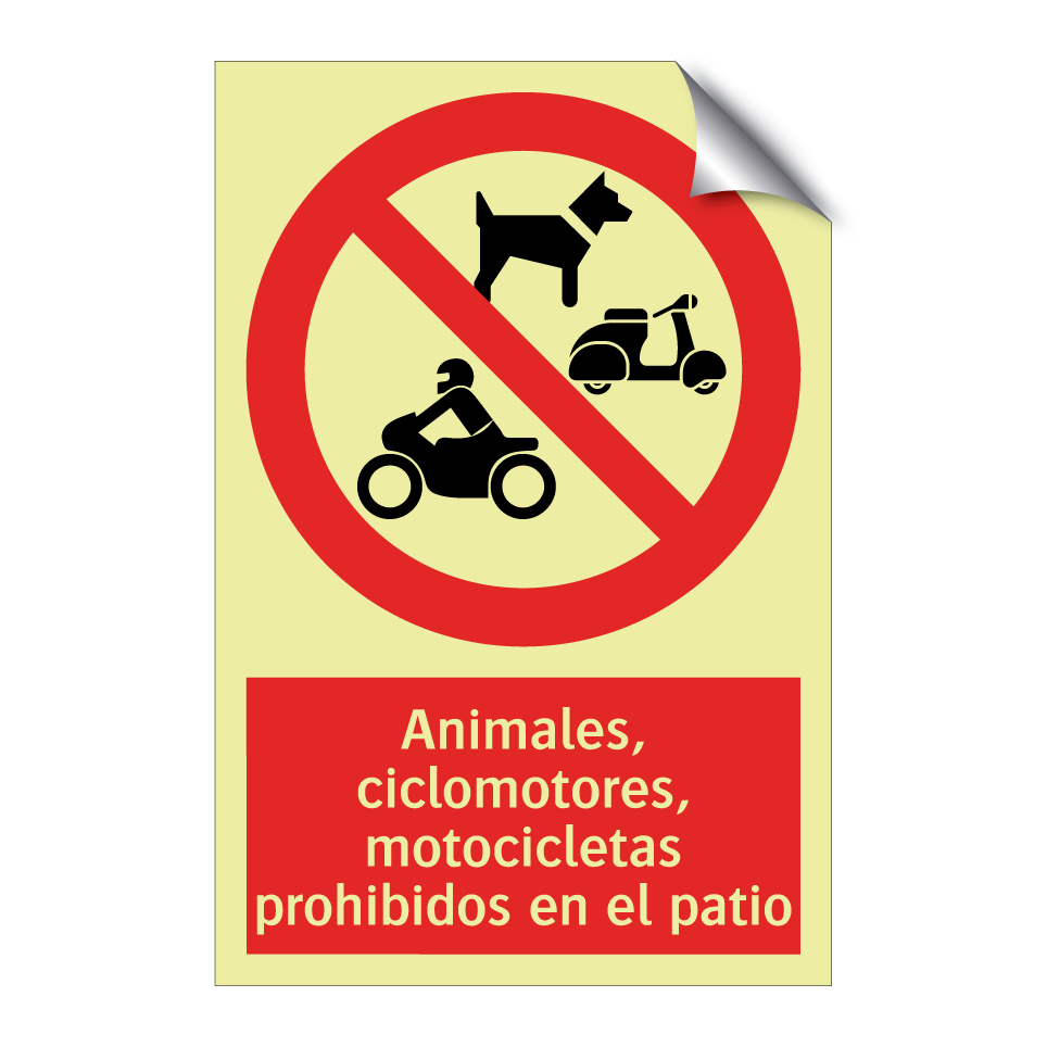 Animales, ciclomotores, motocicletas prohibidos en el patio