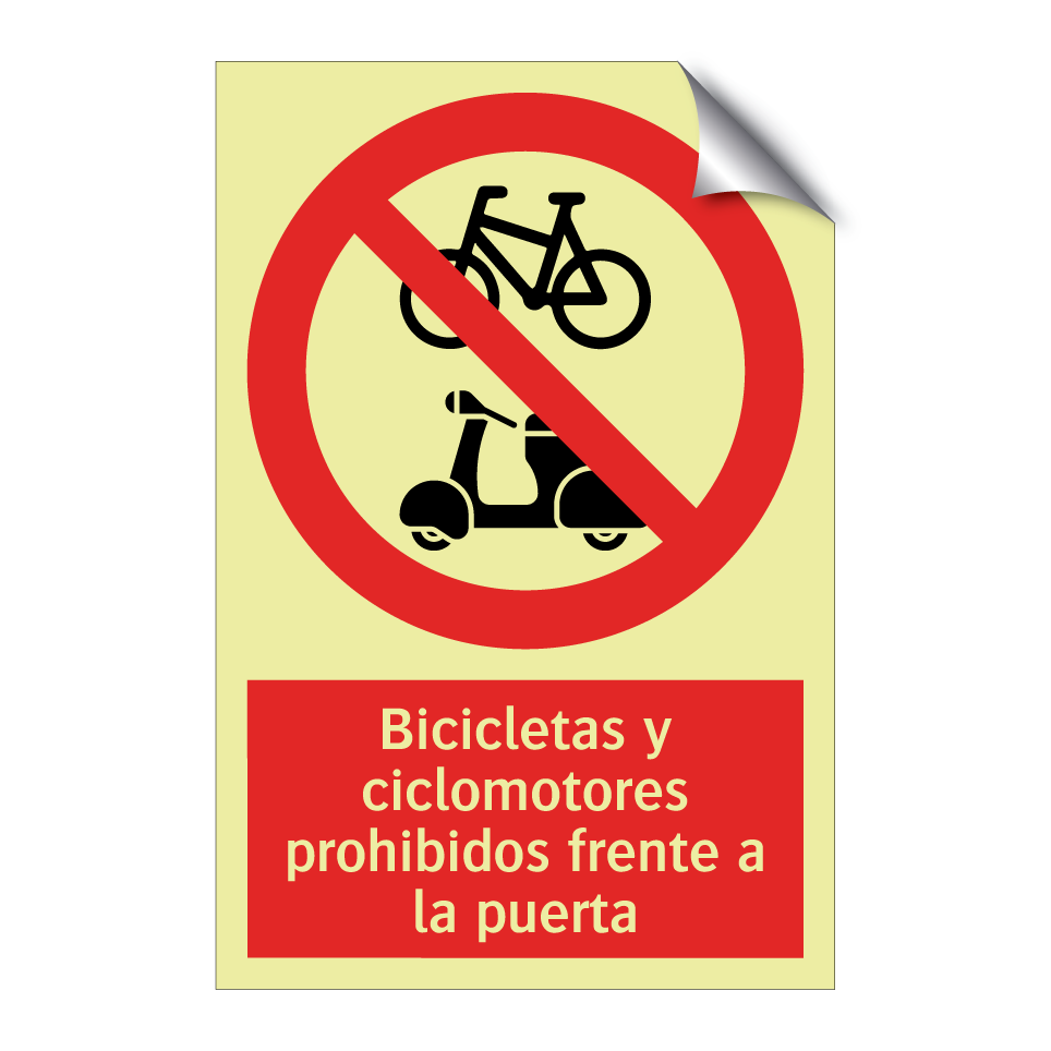 Bicicletas y ciclomotores prohibidos frente a la puerta