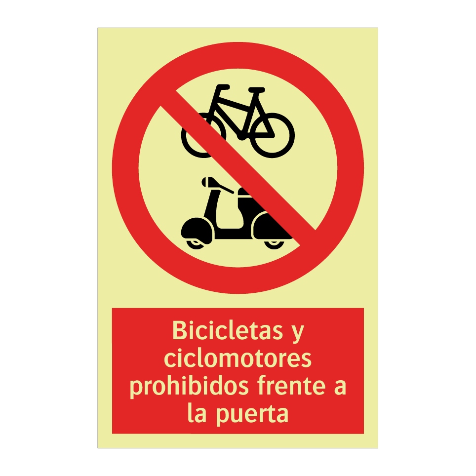 Bicicletas y ciclomotores prohibidos frente a la puerta