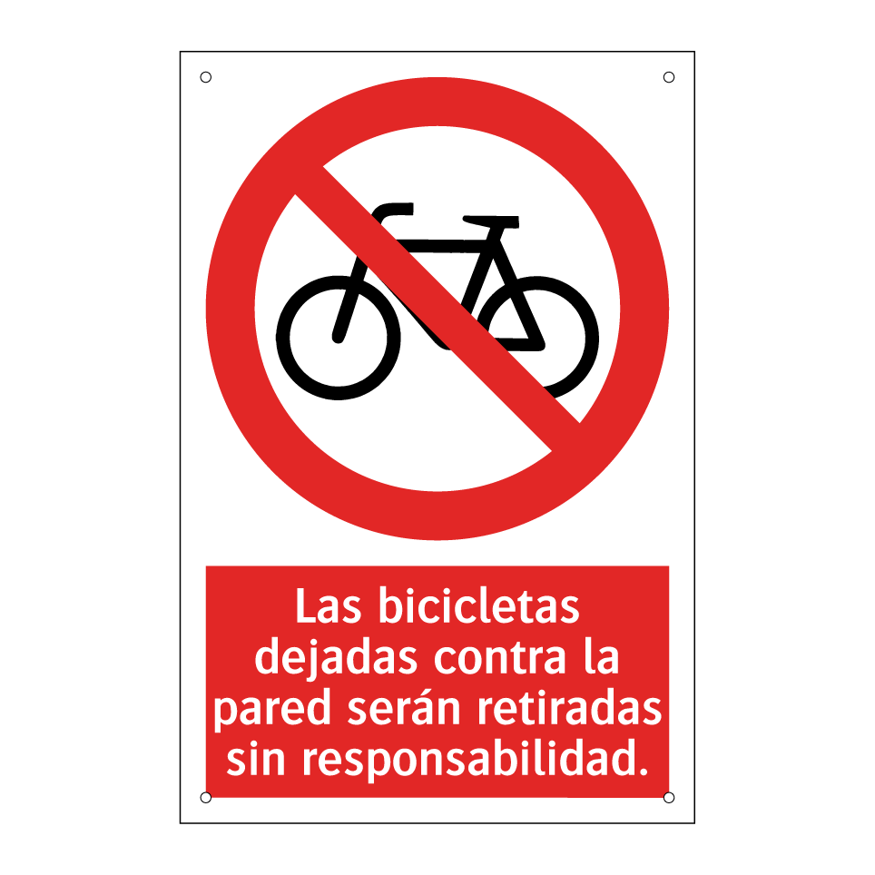 Las bicicletas dejadas contra la pared serán retiradas sin responsabilidad.