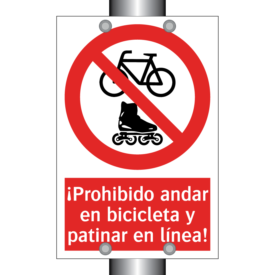 ¡Prohibido andar en bicicleta y patinar en línea!