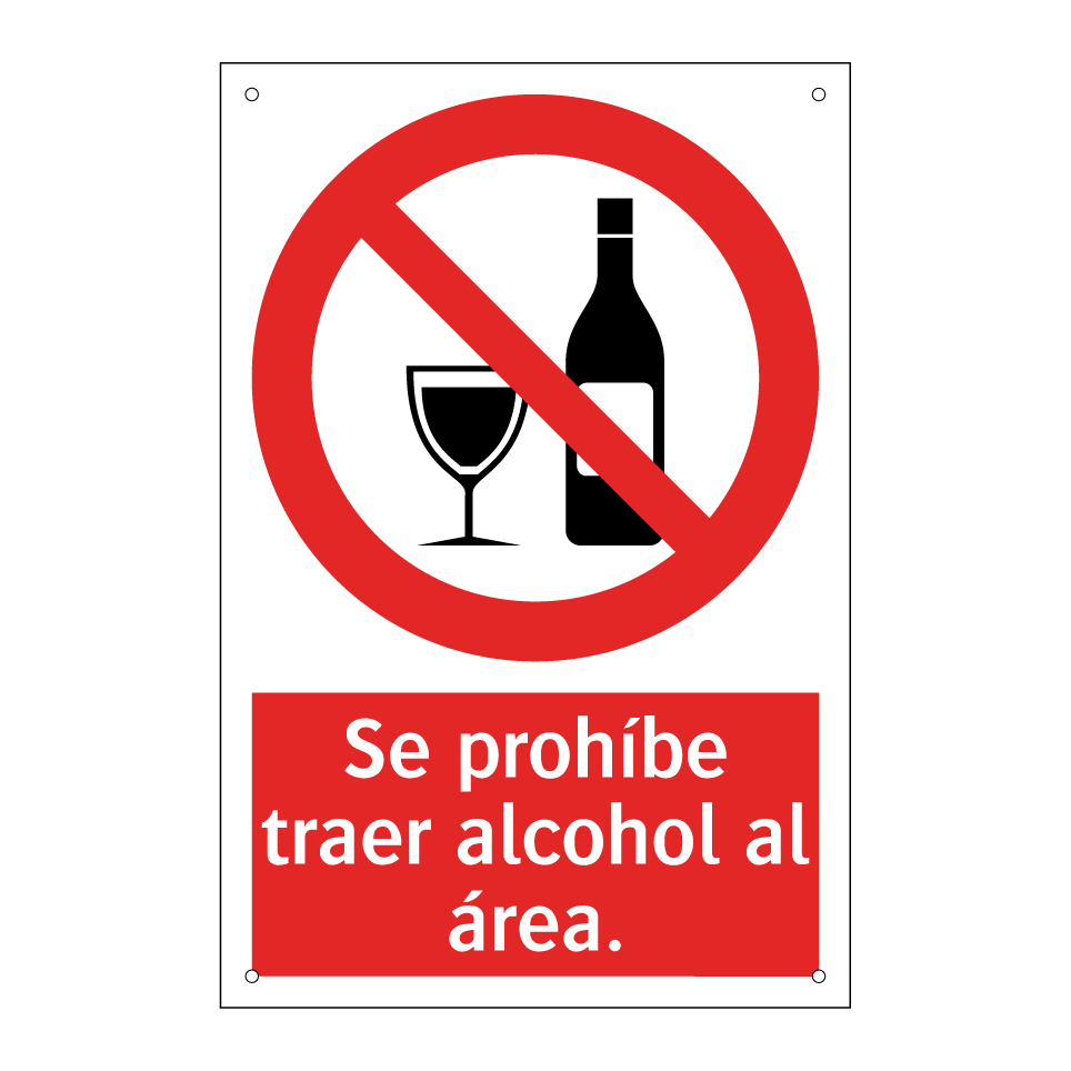 Se prohíbe traer alcohol al área.