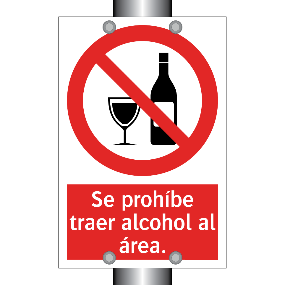 Se prohíbe traer alcohol al área.